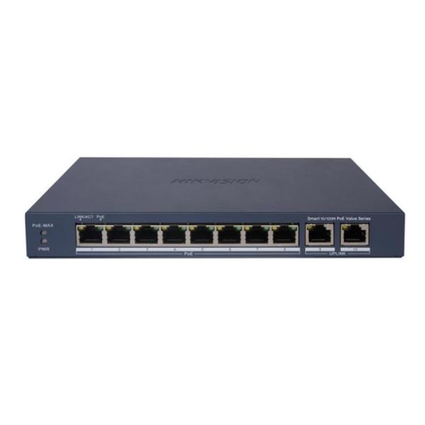 Switch chia mạng 8 cổng Hikvision DS-3E1310P-EI/M công suất PoE 60W, tốc độ 4.17Mpps