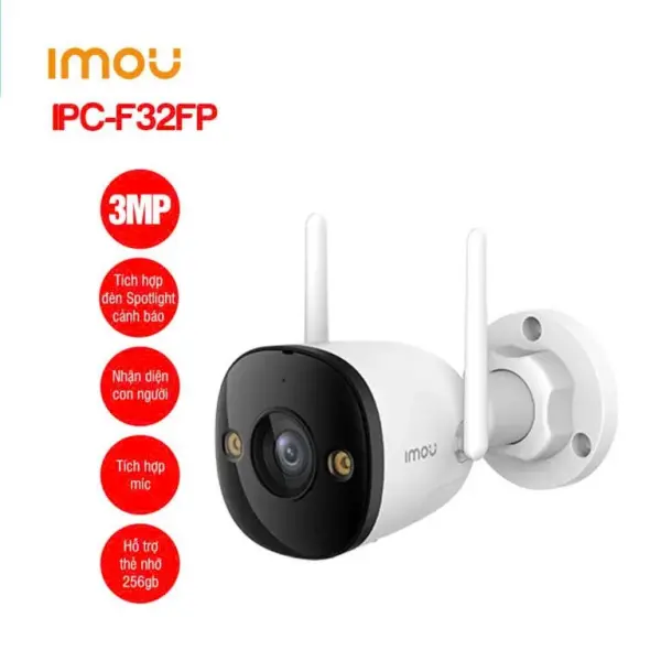 Camera Imou ngoài trời F32FP WiFi 3MP, AI thông minh, Full Color, tích hợp mic, đèn báo, phát hiện chuyển động